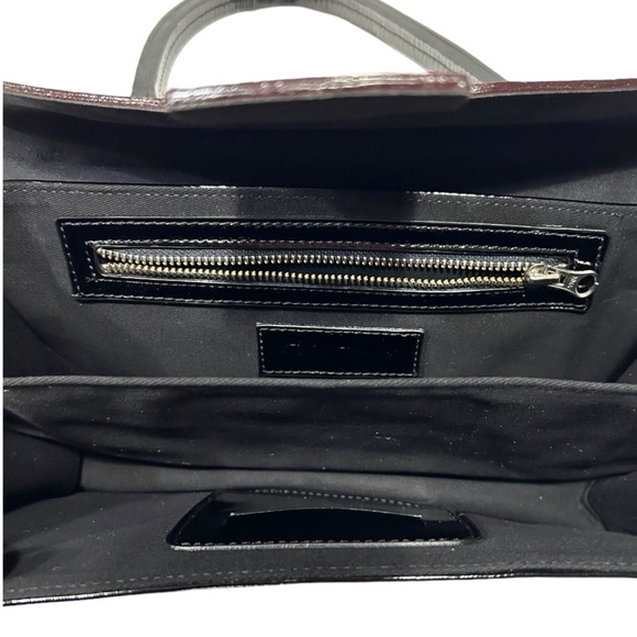 Robert Clergerie Vintage Black Patent Shoulder Bag Purple Snakeskin Trim - Picture 5 of 13